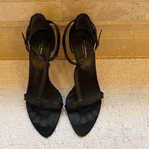 Tania Spinelli Black Horse Hair and Leather Heels.  Made in Italy.